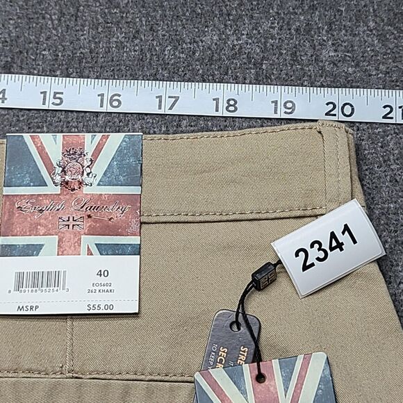 English Laundry Shorts Mens 40 Khaki Tan Flat Front 9 Inch Inseam Stretch Casual - Picture 8 of 9
